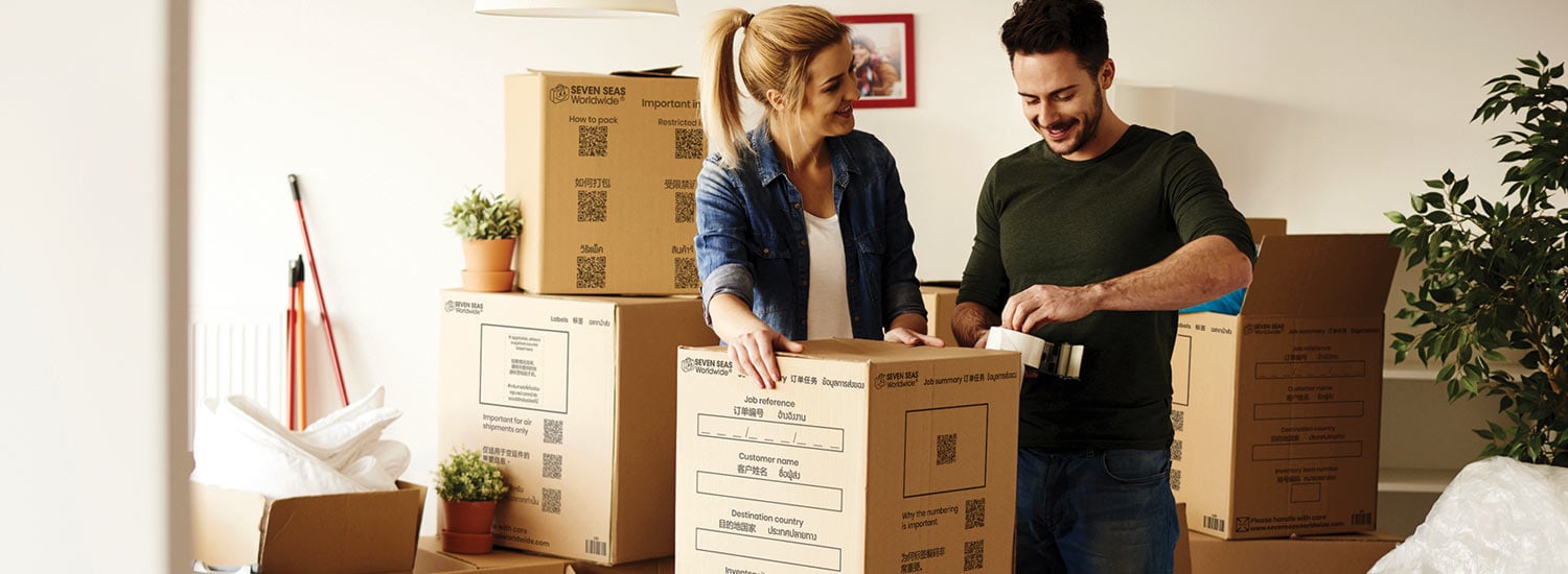 Couple packing boxes for shipping