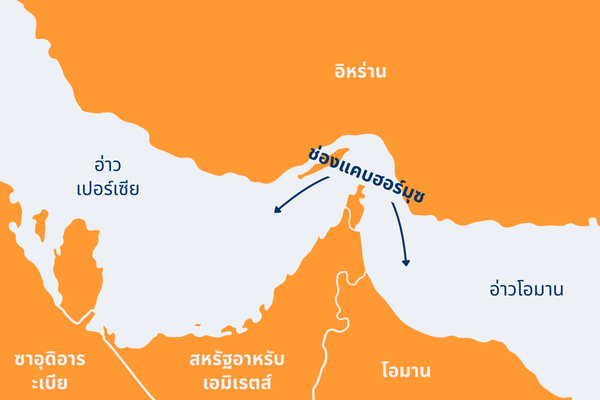 The Strait of Hormuz graphic in Thai