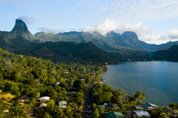 Mountains and ocean in Bora Bora