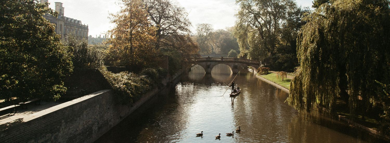 Punting on a river in Cambridge