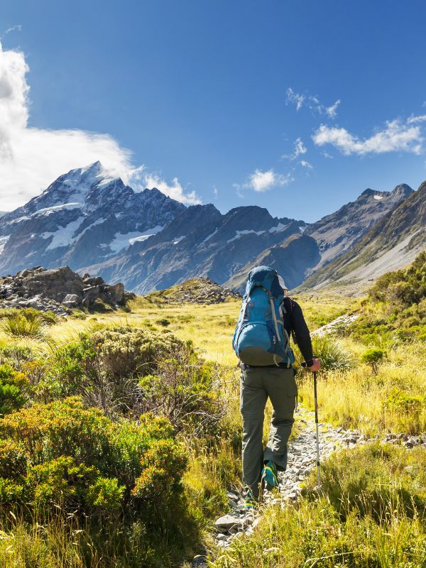 Hiker walking in the mountains