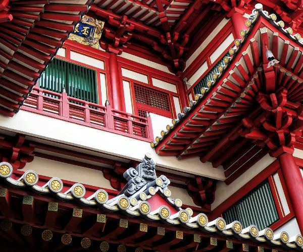 Close up of an ancient temple in Singapore