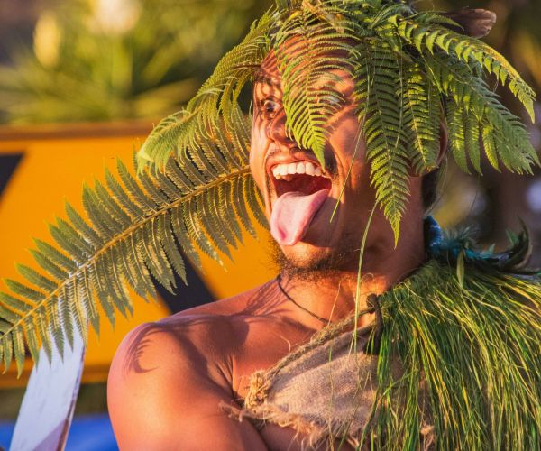 Man performing haka in New Zealand