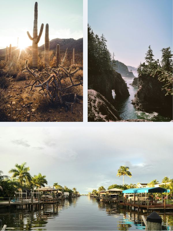 Collage of Oregon, Arizona and Florida images