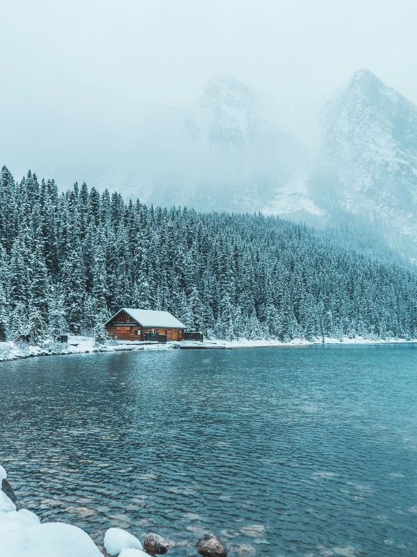 Cabin in the woods on a lake in Canada