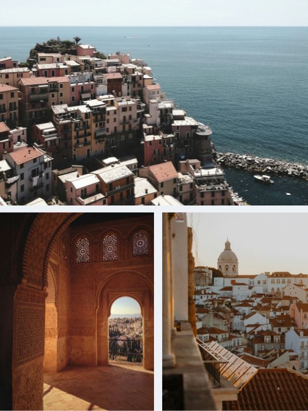 Collage of  Italy, Portugal and Spain images