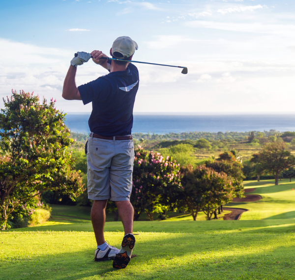 Golfer playing on a sunny day