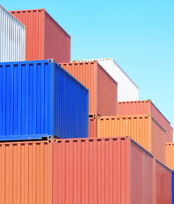 Stacked shipping containers