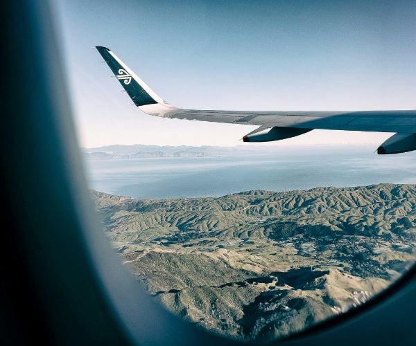 View through a plane window in New Zealand