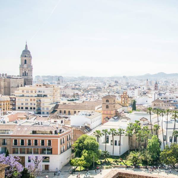 A view over the rooftops of Malaga on a sunny day