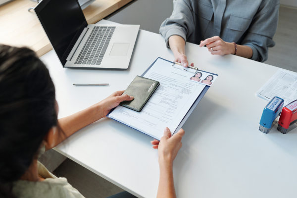 Woman completing an Australian visa application