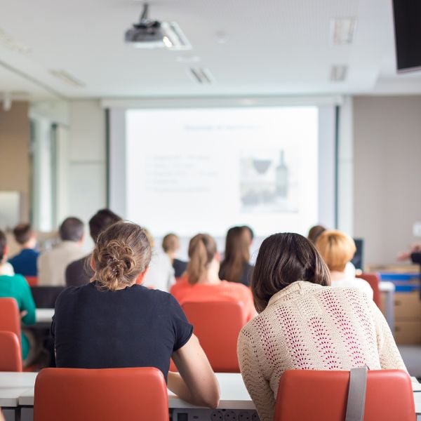 Students in a university lecture in the UK