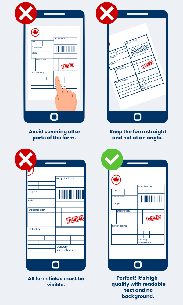 How to take a picture of the Canadian customs form