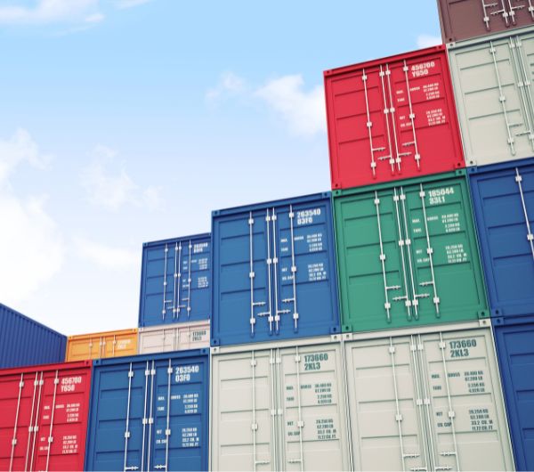 Stack of colourful shipping containers