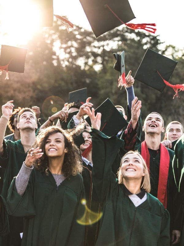 Students celebrating graduation